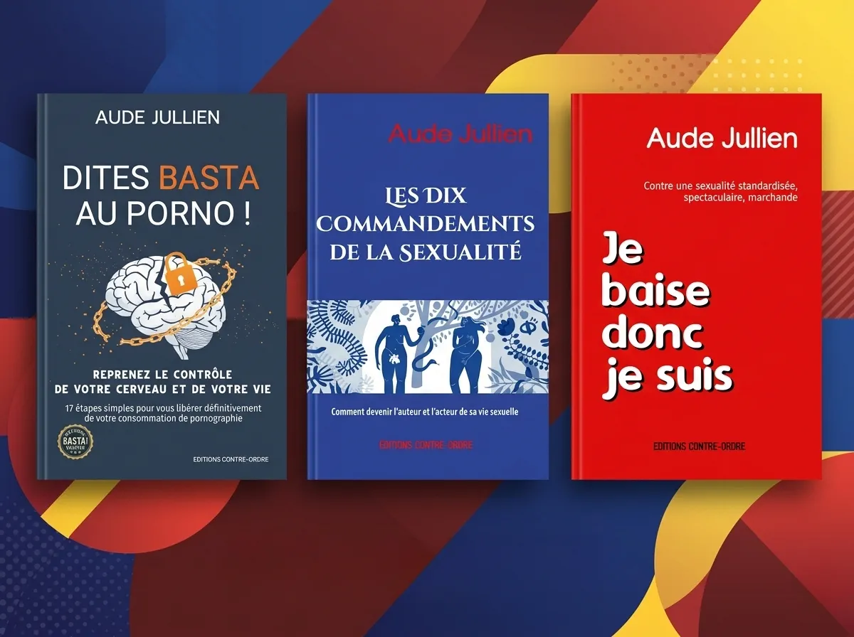 présentation de 3 livres de la sexologue Aude Jullien : "Dites Basta au porno", "Je baise donc je suis", "Les 10 commandements de la sexualité"
