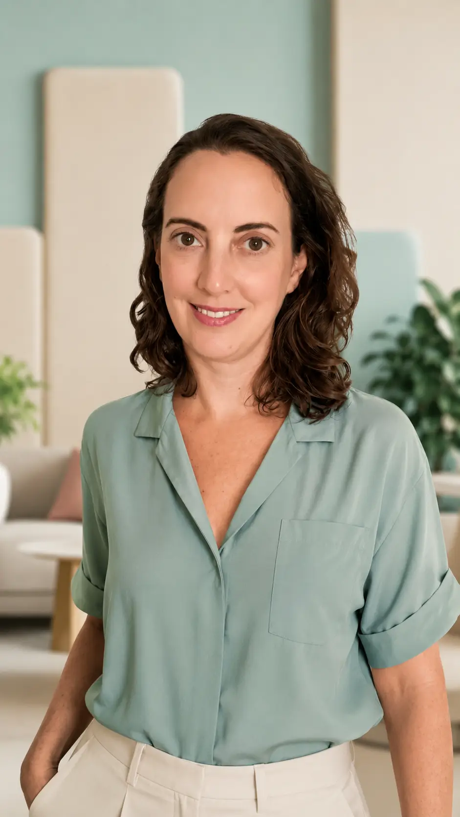 Aude Jullien pose dans son cabinet de consultation numérique. Elle est sexologue diplômée, experte dans le traitement de l'addiction au porno, interprète des rêves et méditation pleine conscience